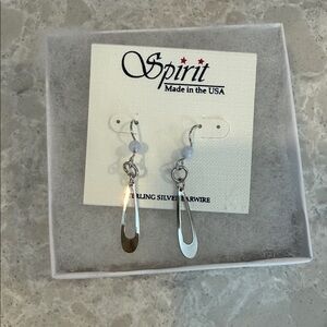 Teardrop and beaded silver pierced earrings